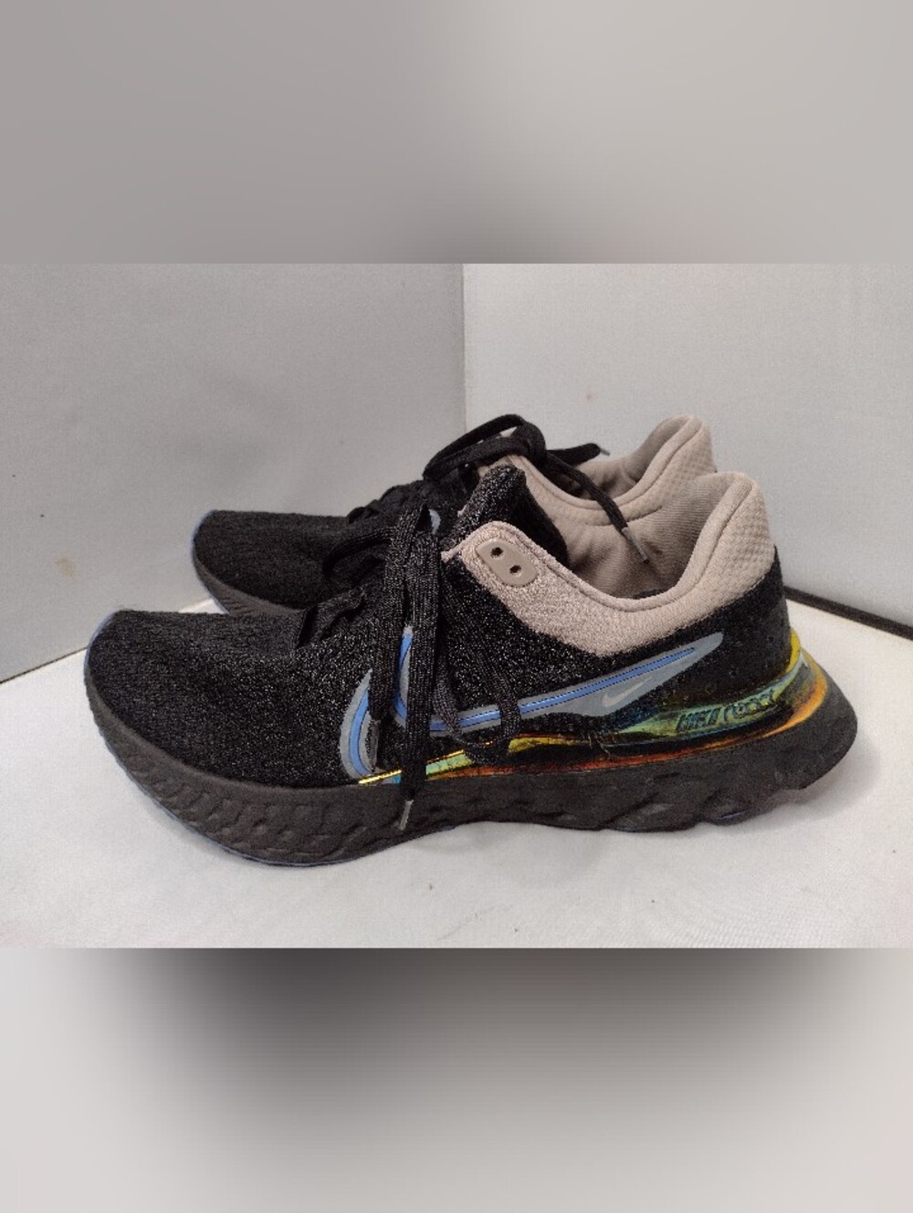Nike React Infinity Run Flyknit Mens Size 12.5 Running Shoes Sneakers Black VV